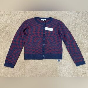 Daydreamer Plum Berry Wave Fitted Long Sleeve Cardigan Size XL New Super Soft